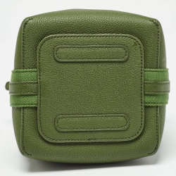 Pre Owned Loro Piana Military Green Leather Micro Bale Bag