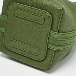 Pre Owned Loro Piana Military Green Leather Micro Bale Bag