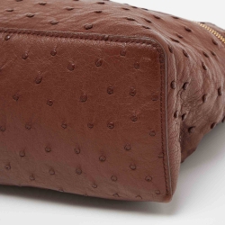Loro Piana Brown Ostrich Leather Extra Pocket L27 Pouch