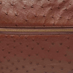 Loro Piana Brown Ostrich Leather Extra Pocket L27 Pouch