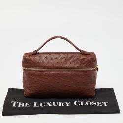 Loro Piana Brown Ostrich Leather Extra Pocket L27 Pouch