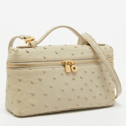 Pre Owned Loro Piana Light Beige Leather Extra Pocket L19 Pouch