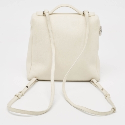 Loro Piana White Leather Extra Pocket L23 Backpack