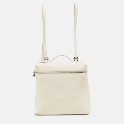 Loro Piana White Leather Extra Pocket L23 Backpack