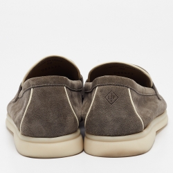Pre Owned Loro Piana Grey Suede Summer Charms Walk  Loafers Size 38