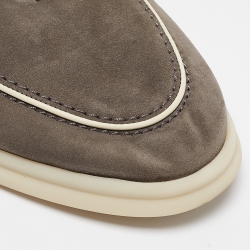 Pre Owned Loro Piana Grey Suede Summer Charms Walk  Loafers Size 38