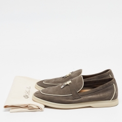 Pre Owned Loro Piana Grey Suede Summer Charms Walk  Loafers Size 38