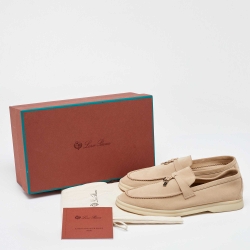 Pre Owned Loro Piana Beige Suede Summer Charms Walk Loafers Size 39