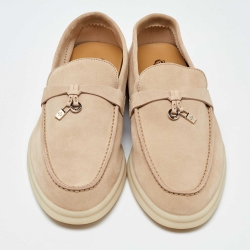 Pre Owned Loro Piana Beige Suede Summer Charms Walk Loafers Size 39