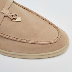 Pre Owned Loro Piana Beige Suede Summer Charms Walk Loafers Size 39