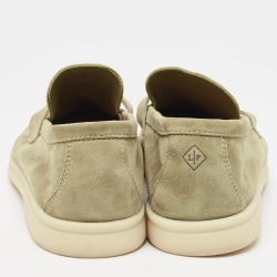 Pre Owned Loro Piana Olive Green Suede Summer Charms Walk Slip On Loafers Size 39