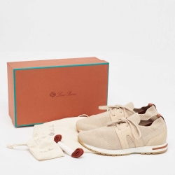 Loro Piana Beige Fabric and Leather 360 Flexy Walker Sneakers Size 37.5
