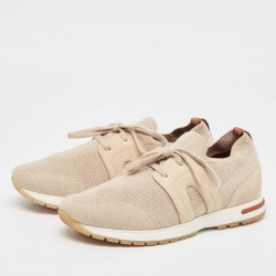 Loro Piana Beige Fabric and Leather 360 Flexy Walker Sneakers Size 37.5