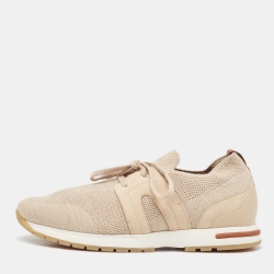 Loro Piana Beige Fabric and Leather 360 Flexy Walker Sneakers Size 37.5