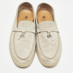 Pre Owned Loro Piana Grey Suede Summer Charms Walk Loafers Size 38