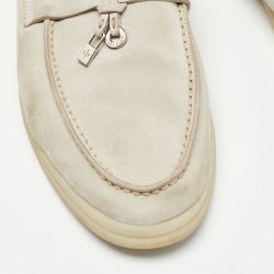 Pre Owned Loro Piana Grey Suede Summer Charms Walk Loafers Size 38