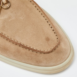 Pre Owned Loro Piana Beige Suede Summer Charms Walk Slip On Loafers Size 36.5