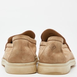 Pre Owned Loro Piana Beige Suede Summer Charms Walk Slip On Loafers Size 36.5