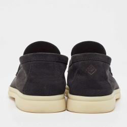 Pre Owned Loro Piana  Black Suede Summer Charms Walk Loafers  Size 36.5