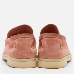 Pre Owned Loro Piana Orange Suede Summer Charms Walk  Loafers Size 37