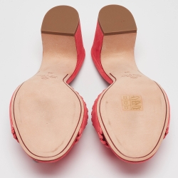 Pre Owned Loro Piana Coral Pink Suede Jovis Charm Slide Sandals Size 39