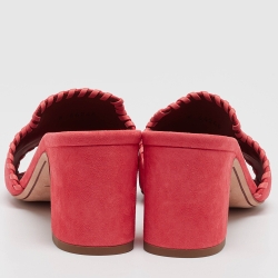 Pre Owned Loro Piana Coral Pink Suede Jovis Charm Slide Sandals Size 39