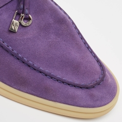 Pre Owned Loro Piana Purple Suede Babouche Charms Walk Mules Size 38