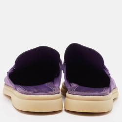 Pre Owned Loro Piana Purple Suede Babouche Charms Walk Mules Size 38