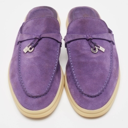 Pre Owned Loro Piana Purple Suede Babouche Charms Walk Mules Size 38