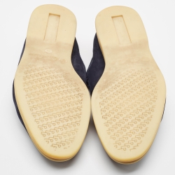 Pre Owned Loro Piana Navy Blue Suede Summer Charms Walk Loafers Size 38