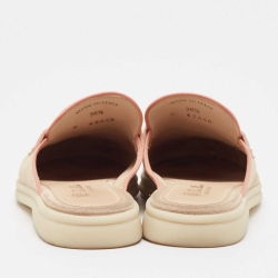Pre Owned Loro Piana Beige/Pink Nubuck Leather Babouche Charms Walk Mules Size 36.5