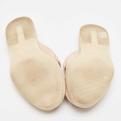 Pre Owned Loro Piana Beige/Pink Nubuck Leather Babouche Charms Walk Mules Size 36.5