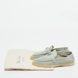 Pre Owned Loro Piana Mint Green Suede Summer Charms Walk Loafers Size 38