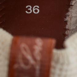 Pre Owned Loro Piana Off White/Grey Knit Fabric and Suede 360 Flexy Walker Sneakers Size 36