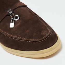 Pre Owned Loro Piana Brown Suede Summer Charms Walk Loafers Size 36.5