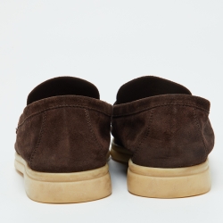 Pre Owned Loro Piana Brown Suede Summer Charms Walk Loafers Size 36.5