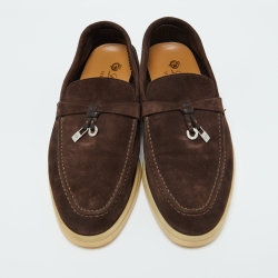 Pre Owned Loro Piana Brown Suede Summer Charms Walk Loafers Size 36.5