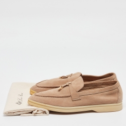 Pre Owned Loro Piana Beige Suede Summer Charms Walk Loafers Size 38.5