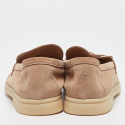 Pre Owned Loro Piana Beige Suede Summer Charms Walk Loafers Size 38.5