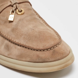 Pre Owned Loro Piana Beige Suede Summer Charms Walk Loafers Size 37.5