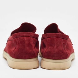 Pre Owned Loro Piana Red Suede Summer Charms Walk Loafers Size 38
