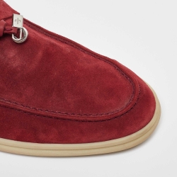 Pre Owned Loro Piana Red Suede Summer Charms Walk Loafers Size 38