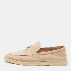 Pre Owned Loro Piana Beige Suede Summer Charms Walk Slip On Loafers Size 40