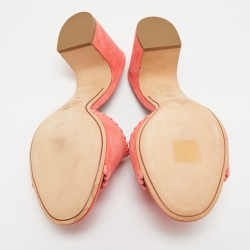 Pre Owned Loro Piana Pink Suede Summer Charms Mules Size 40