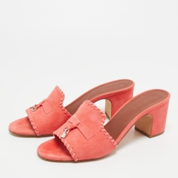 Pre Owned Loro Piana Pink Suede Summer Charms Mules Size 40