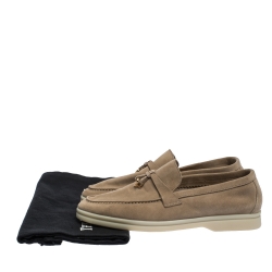 Pre Owned Loro Piana Beige Suede Summer Charms Walk Moccasin Size 36