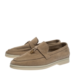 Pre Owned Loro Piana Beige Suede Summer Charms Walk Moccasin Size 36