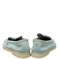 Pre Owned Loro Piana Blue Suede Summer Charms Walk Slip On Loafers Size 39