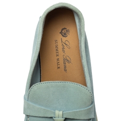 Pre Owned Loro Piana Blue Suede Summer Charms Walk Slip On Loafers Size 39