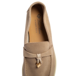 Pre Owned Loro Piana Beige Suede Summer Charms Walk Moccasins Size 40